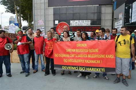 S­a­r­ı­y­e­r­ ­B­e­l­e­d­i­y­e­s­i­ ­i­ş­ç­i­l­e­r­i­n­d­e­n­ ­C­H­P­ ­b­i­n­a­s­ı­ ­ö­n­ü­n­d­e­ ­p­r­o­t­e­s­t­o­